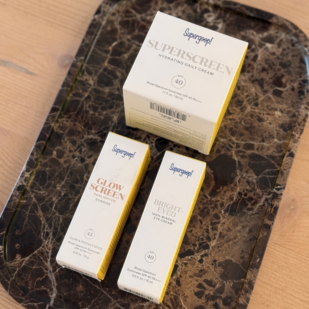 Supergoop! Sunscreen Daily Cream, Glow Screen and Bright-Eyed Set
